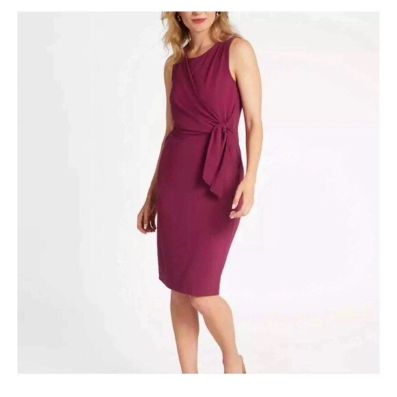 Womens Plus Size 2XL Betabrand Purple Plum Side Tie Stretch Jersey Midi Dress - Picture 1 of 8